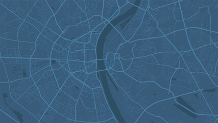 Blue Cologne City area vector background map, streets and water cartography illustration.