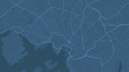 Blue Oslo City area vector background map, streets and water cartography illustration. - obrazy, fototapety, plakaty