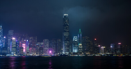 Fototapeta na wymiar Night view of Victoria Harbor, Hong Kong