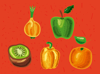 five healthy food icons