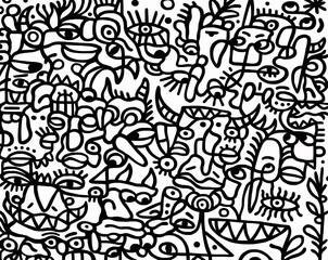 Black and white pattern on white background, abstract design	