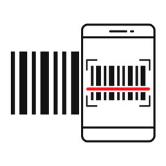 Scan Barcode with phone. Isolated on white background