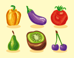 six healthy food icons