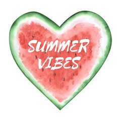 Naklejka na ściany i meble The heart shape of a Watermelon's slice with a sign 