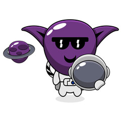 purple goblin astronaut simple character cartoon vector