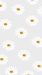 Hand drawn white flower patterned mobile wallpaper
