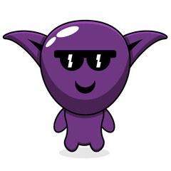 purple goblin simple character cartoon vector wearing glasses