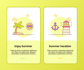 enjoy summer summer vacation campaign for onboarding mobile apps application banner template with filled color style