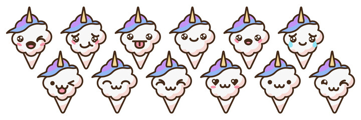 Cotton candy emoji vector character.