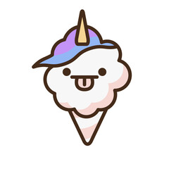 Cotton candy emoji vector character.