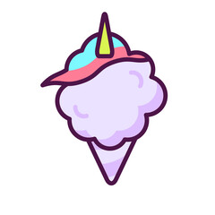Cotton candy emoji vector character.