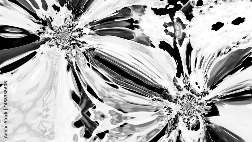 Poster abstract black to white grunge fluid flow transition background. 4k visual video effects footage ink