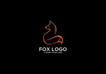 unique and simple fox logo on black background