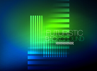 Bright neon color techno abstract background, shiny glowing neon lines in the dark background