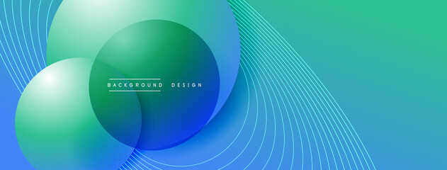 Gradient circles with shadows. Vector techno abstract background. Modern overlapping forms wallpaper background, design template