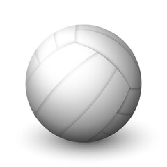 Realistic white volleyball ball isolated on white background. Sports equipment for team game. Leather ball for beach volleyball or water polo. Outdoors leisure and activity. Vector illustration EPS10