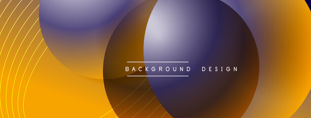 Gradient circles with shadows. Vector techno abstract background. Modern overlapping forms wallpaper background, design template