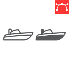 Speedboat line and glyph icon