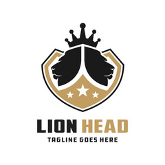 lion head shield logo design