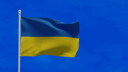 Ukranian flag, waving in the wind - 3d rendering - CGI.