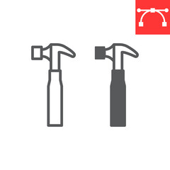 Hammer line and glyph icon