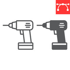 Electric drill line and glyph icon