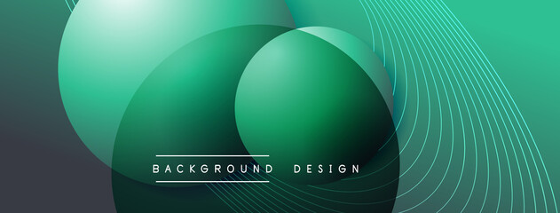 Gradient circles with shadows. Vector techno abstract background. Modern overlapping forms wallpaper background, design template