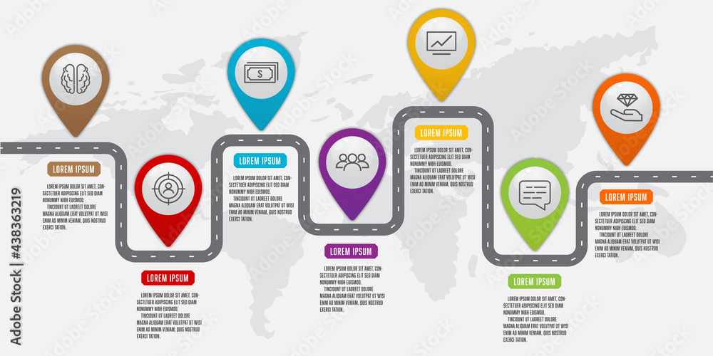 Aufkleber Vector business data visualization. Timeline infographic icon design for presentation. Business icon design element.