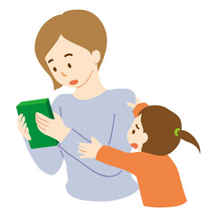 子供を無視してスマホを触るお母さんのイラスト