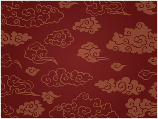 中華風　伝統　雲　背景　フレーム