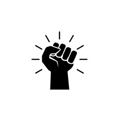 Fototapeta na wymiar Protest strong fist raised fight icon isolated on white background