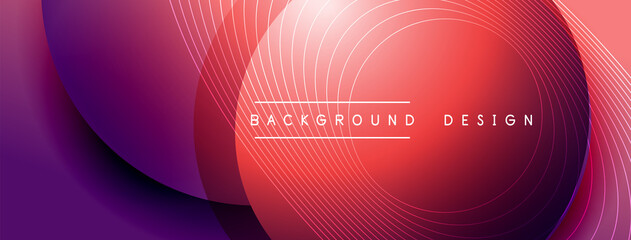 Gradient circles with shadows. Vector techno abstract background. Modern overlapping forms wallpaper background, design template