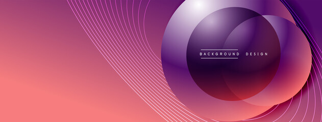 Gradient circles with shadows. Vector techno abstract background. Modern overlapping forms wallpaper background, design template