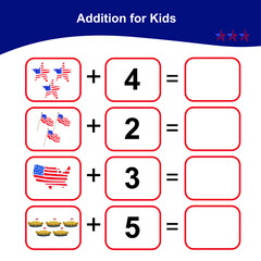 Counting Game for Preschool Children. Educational printable math worksheet. Additional puzzles for kids. Vector illustration in cartoon style.