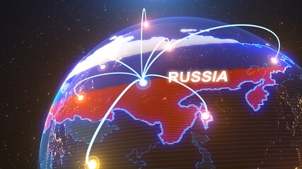 a world map of RUSSIA, 3d rendering,