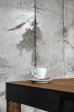 Cup of coffee in wooden table