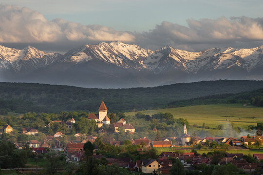 Spring landscape of the Transylvanian saxon village, Hosman