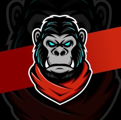 Fototapeta premium gorilla head mascot esport logo design character for gaming and sport logo