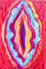 Yoni acrylic intuitive painting. Women's sacred symbol. - 438368899