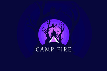 camp Fire Logo Template Design Vector