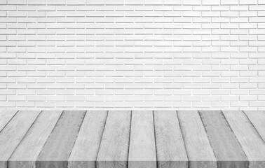 Wood panels and white concrete wall texture for background
