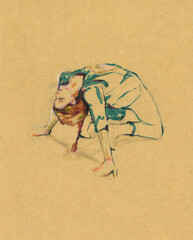 Watercolor Of Woman Performing Dance Poses