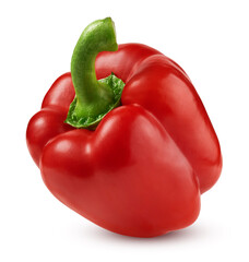 Red sweet bell pepper isolated on white background  