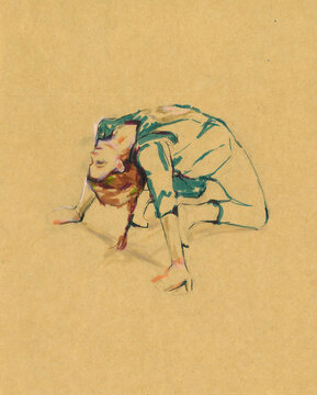 Watercolor Of Woman Performing Dance Poses