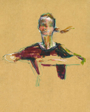 Watercolor Of Woman Performing Dance Poses