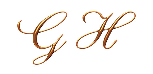 Obraz premium golden 3d alphabet, letter g h