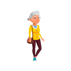 elderly caucasian lady lost in metro cartoon vector. elderly caucasian lady lost in metro character. isolated flat cartoon illustration