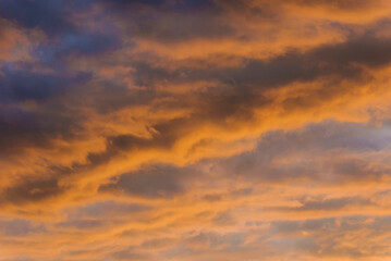 Sunset sky and clouds with beautiful colors as background
