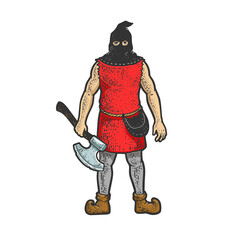 medieval executioner sketch raster illustration