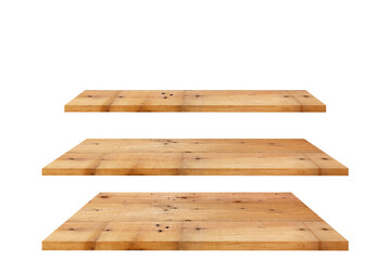 Old plywood boards for display shelves with clipping path.